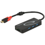 Delock ekstern USB 3.1 gen 1 hub USB type-C > 3x USB type-A + 2 slot SD-kortlæser USB-hub (sort)