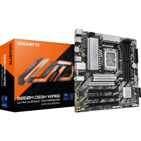 Gigabyte B860M DS3H WiFi 6E Socket 1851 bundkort (RAID, 2,5 GB LAN, WiFi 6E, BT, lyd, µATX)