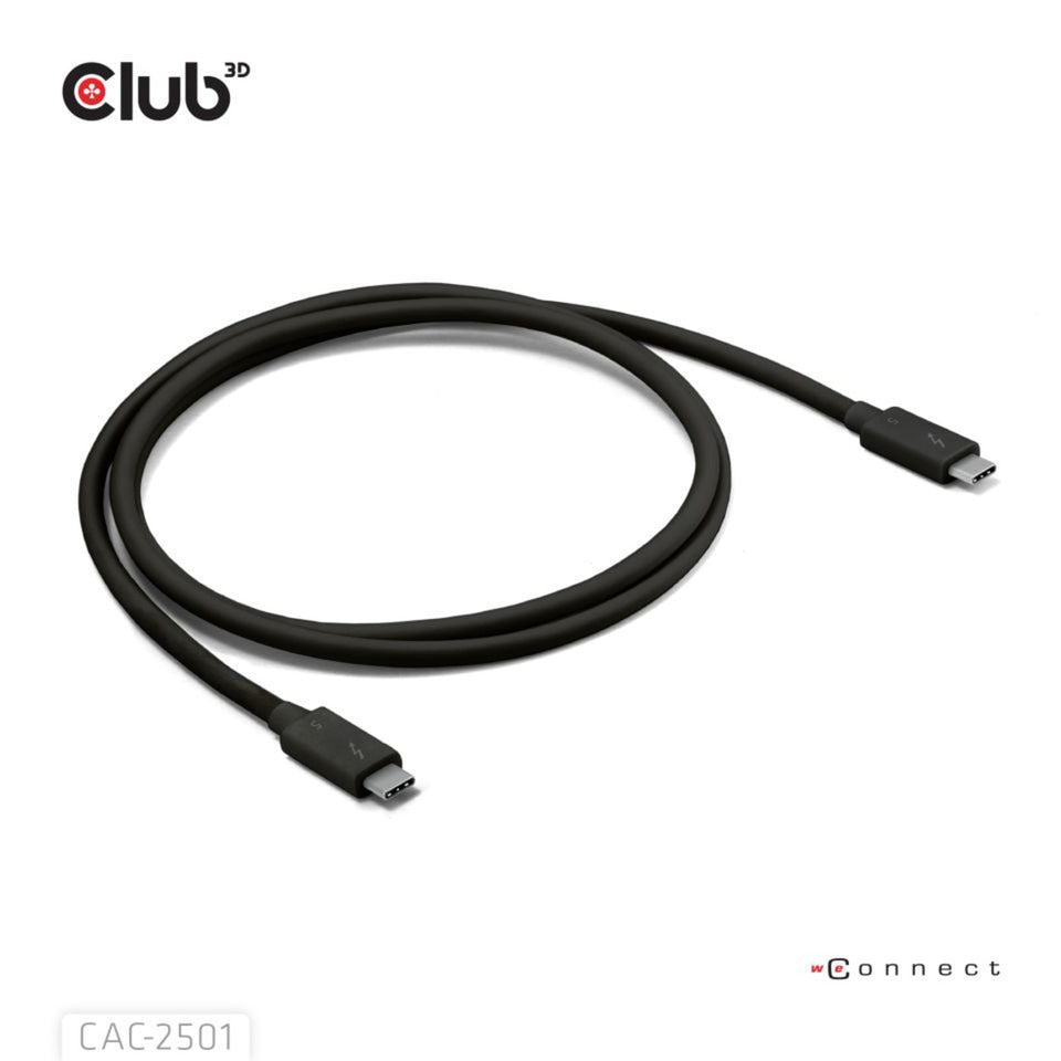 Club 3d thunderbolt 5 certificeret 8k240hz kabel (sort, data 80 120 gbps, epr 240 watt, 1 meter)