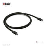 Club 3d thunderbolt 5 certificeret 8k240hz kabel (sort, data 80 120 gbps, epr 240 watt, 1 meter)