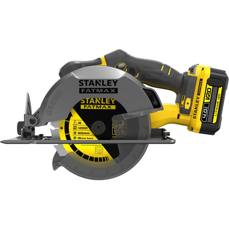 Stanley fatmax v20 18v håndrundsav (gul sort, kuffert, 2 batterier (2,0ah) og oplader (4a) inkluderet)