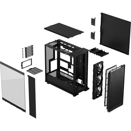 Fractal design north xl momentum edition midi tower behuizing (zwart houtkleur | 2x usb-a | 1x usb-c | tempered glass)