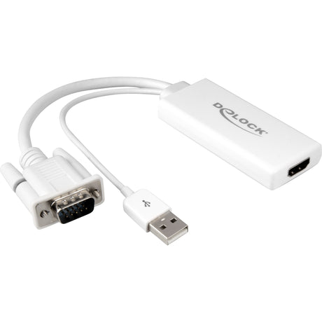 Delock VGA + lyd > HDMI-adapter (hvid, 0,25 meter)