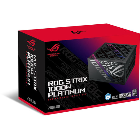 Asus rog strix platinum modulær 1000 watt strømforsyning (sort, 1x 12v-2x6, 4x pcie)