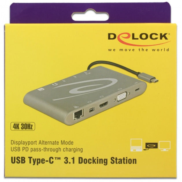 Delock USB Type-C 3.1 dockingstation 4K 30 Hz (grå, USB-C, HDMI, SD, USB)