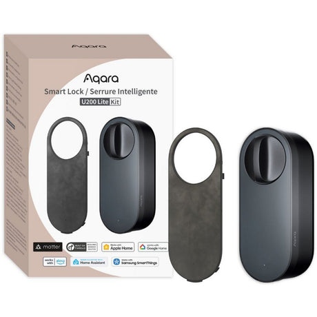 Aqara smart lock u200 lite kit elektronisk dørlås (sort, sag via gevind, bluetooth 5.1, nfc)