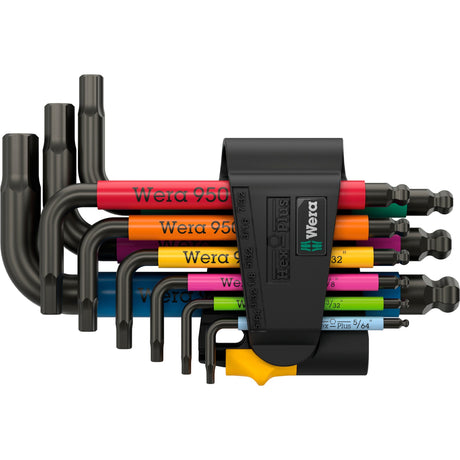 Wera 950 9 hex-plus flerfarvet imperial 3 L-nøglesæt, blacklaser (sort, 9-delt)