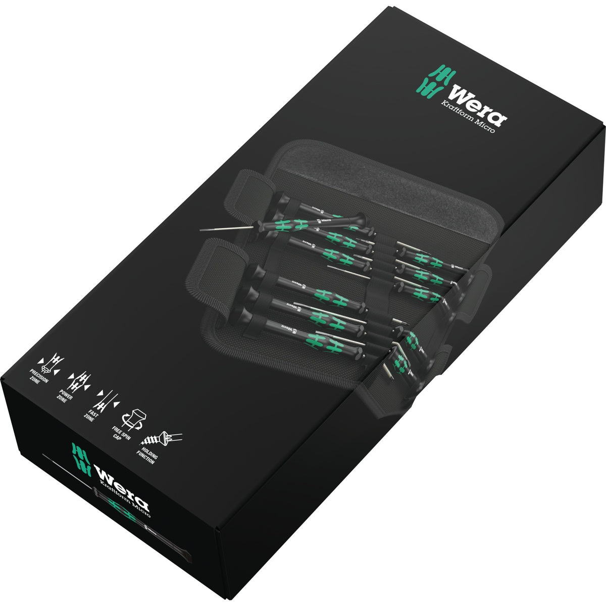Wera kraftform 12sb1 mikro skruetrækker sæt (sort grøn, til elektriske apparater)