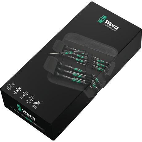 Wera kraftform 12sb1 mikro skruetrækker sæt (sort grøn, til elektriske apparater)