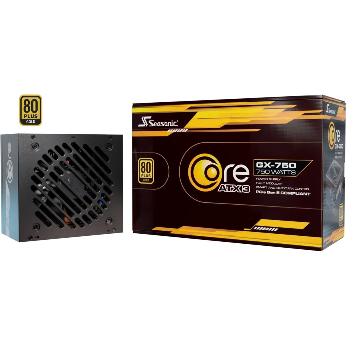 Seasonic core gx-750-v2 atx3.1 modulær 750 watt strømforsyning (sort, 1x 12v-2x6, 2x pcie)