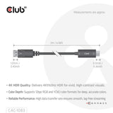 Club 3D DisplayPort 1.4 til HDMI 4K60Hz kabeladapter (sort, HDR M M 2m)