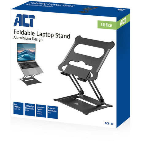 Act connectivity laptop stativ, aluminium, foldbar, trinløst højdejusterbar (sort)