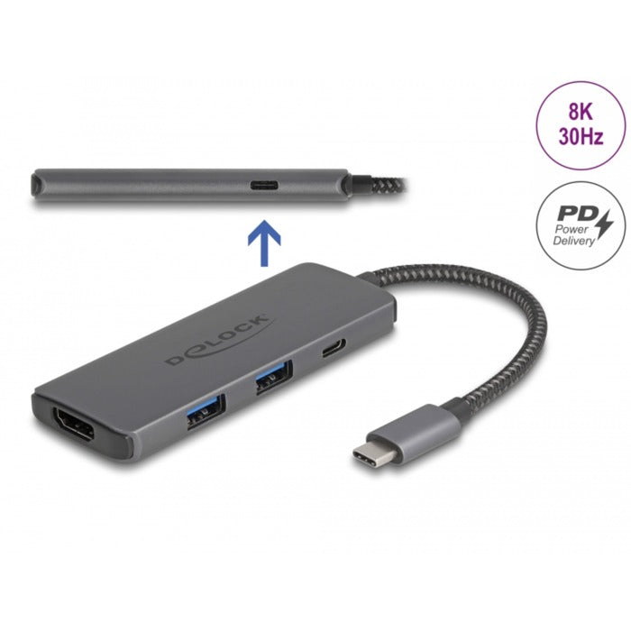 Delock USB Type-C dockingstation 8k (mørkegrå, HDMI, USB, PD 3.0 100 W)