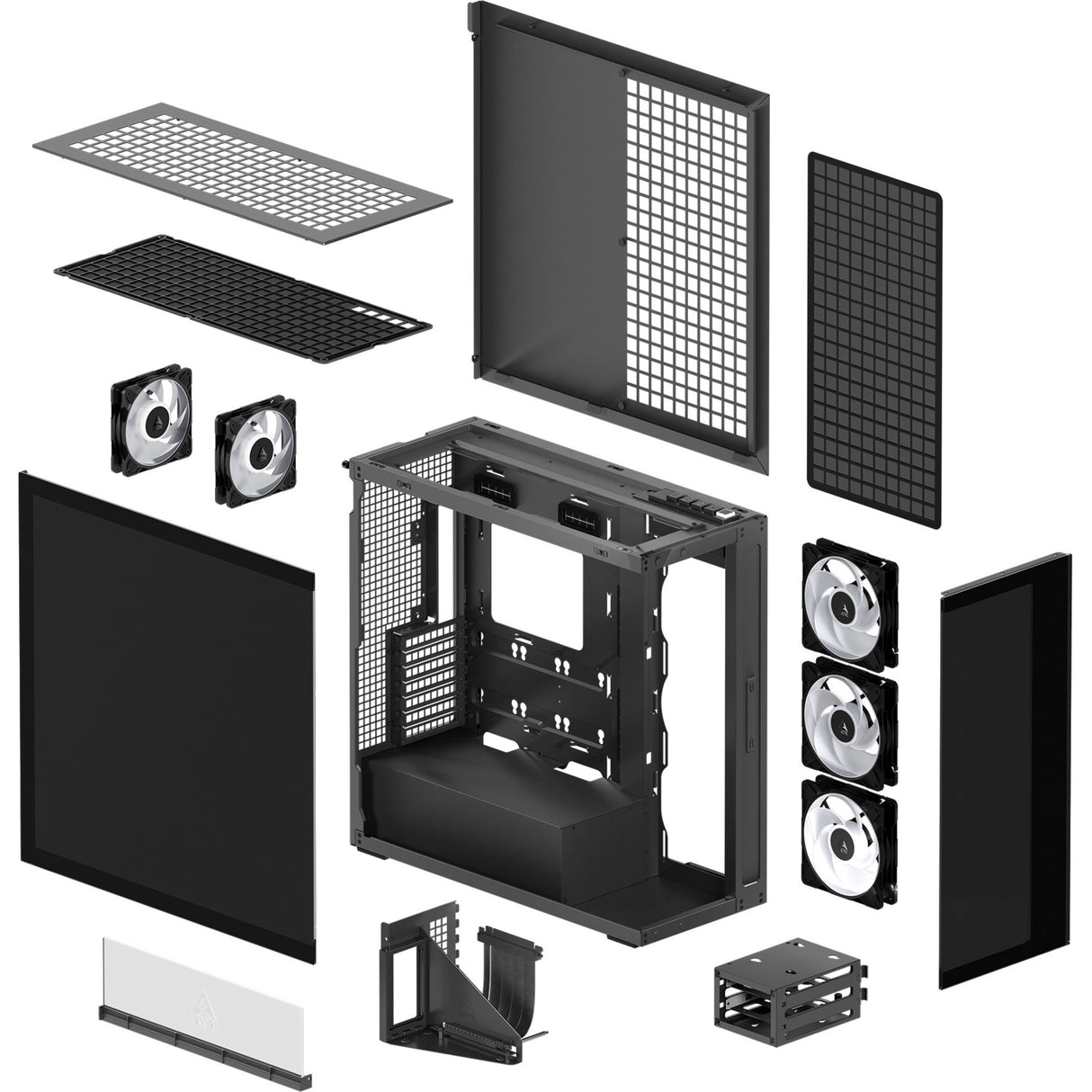 Arctic xtender vg midi tårnhus (sort | 2x USB-A | 1x USB-C | RGB | hærdet glas)