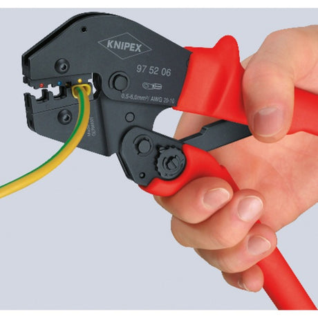 Knipex crimptang 97 52 06 (rød sort, oval crimp, åbningsfjeder)
