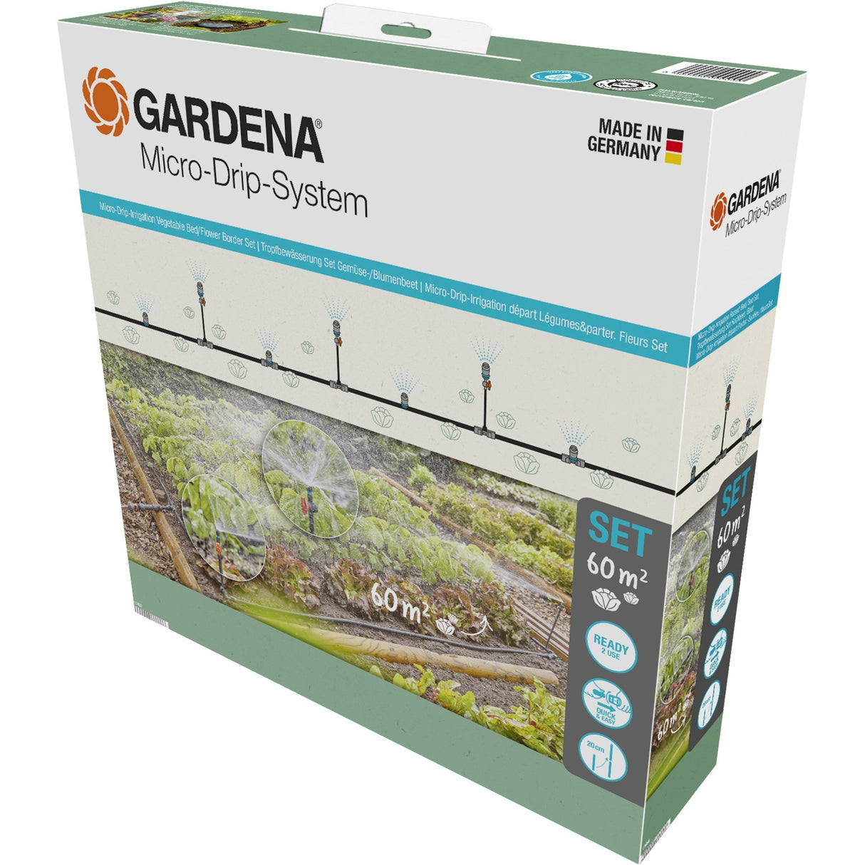 Gardena mikro-drypvandende køkkenhave blomsterbed sæt (60 m²) drypper (sort grå)