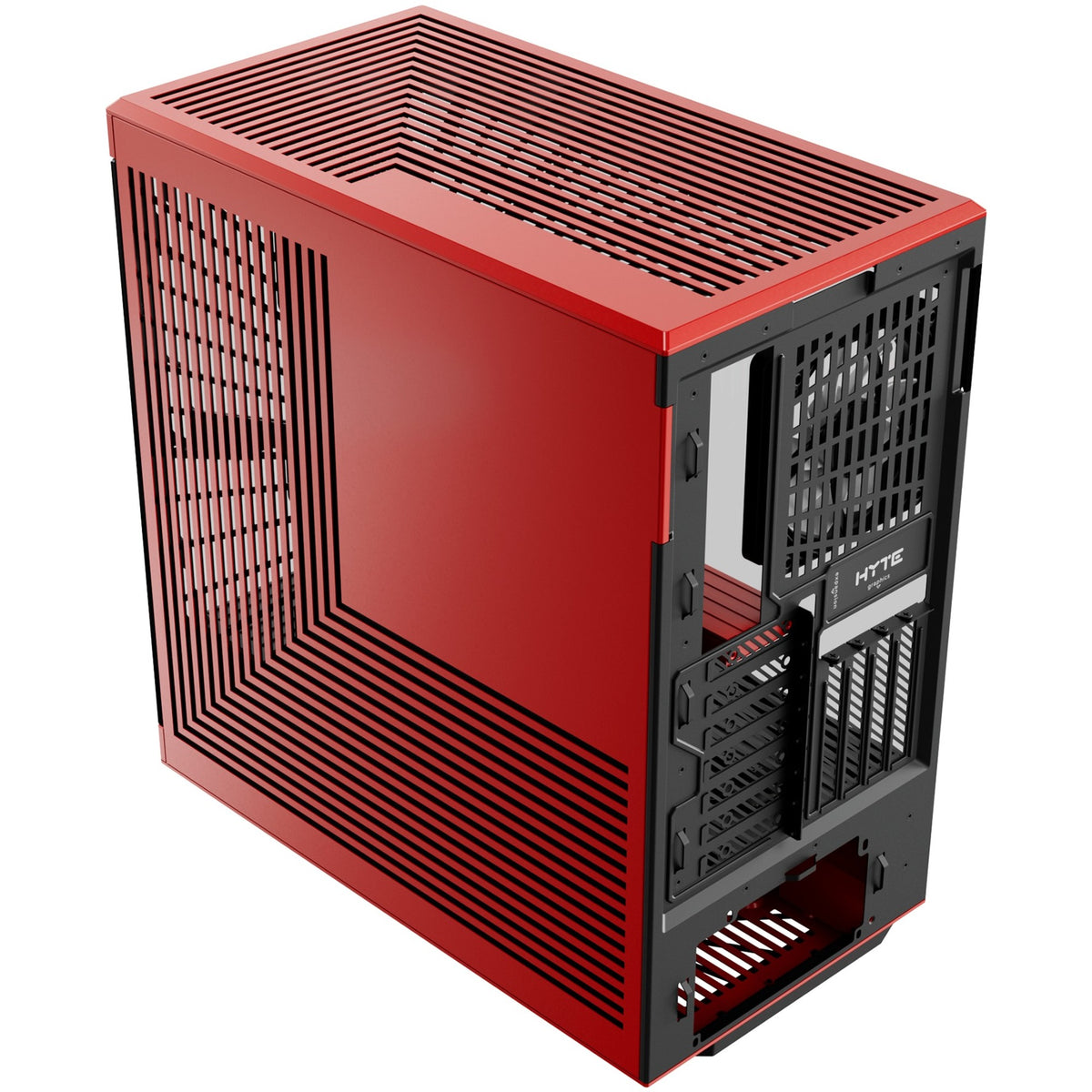 Hyte y40 midi tårnhus (rød sort | 2x USB-A | 1x USB-C | hærdet glas)