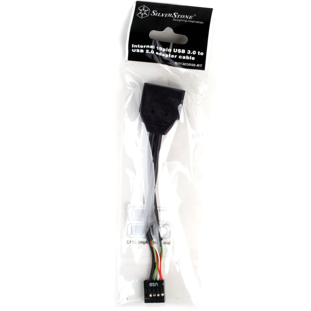 Silverstone g11303050-rt, USB 2.0 (intern) 9pin > USB 3.0 (intern) 19pin adapter (sort)