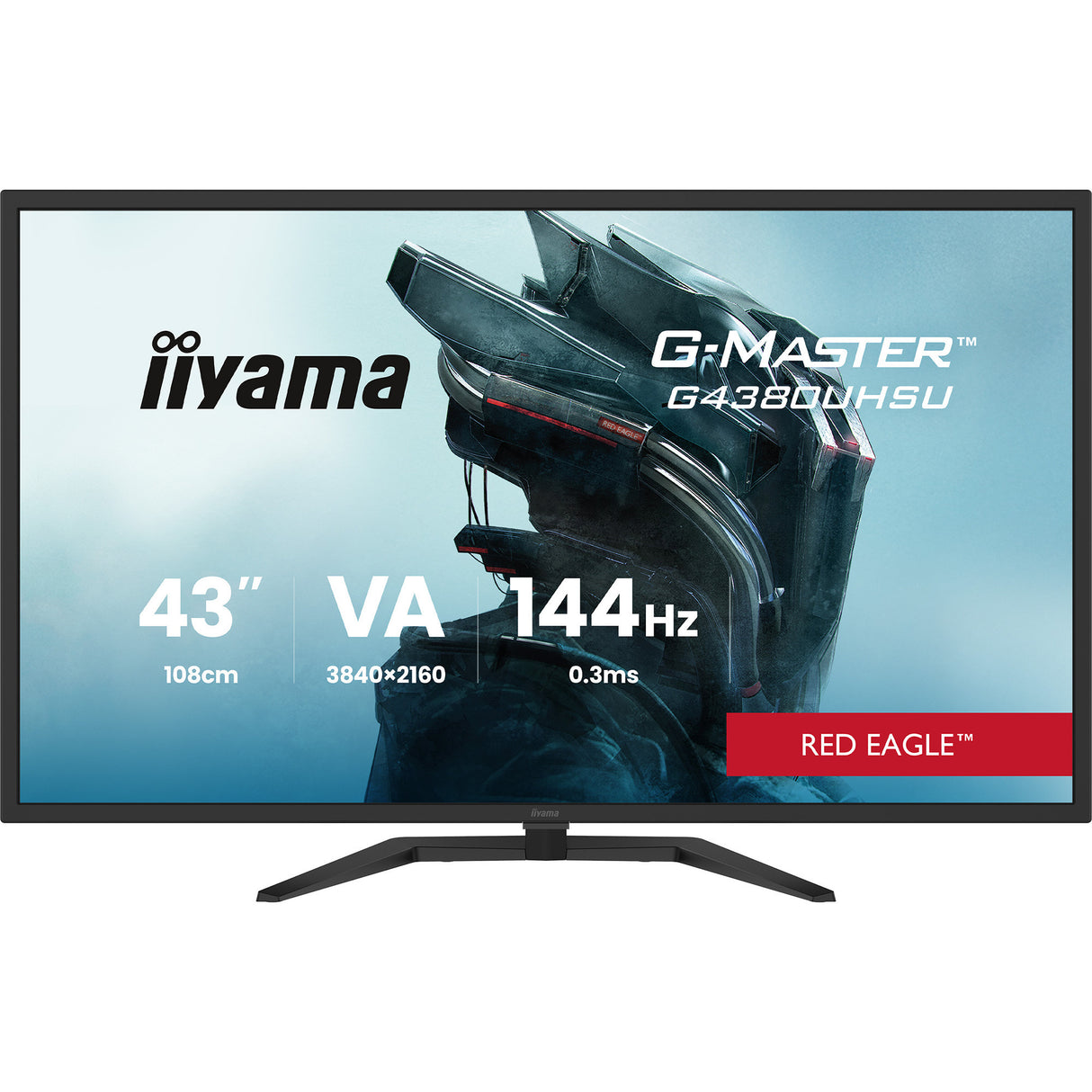 Iiyama G-Master Red Eagle G4380uhsu-B2 42.5 4K UHD-gamingskærm (sort, 2x HDMI, 2x Displayport, 4x USB-A, USB-B, 144 Hz)