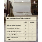 Møllestål wifi panelvarmer pa1300wifi4, 1300 watt konvektor (hvid, wifi 2,4 ghz (wifi 6), bluetooth 5.2, zigbee 3.0 + app)