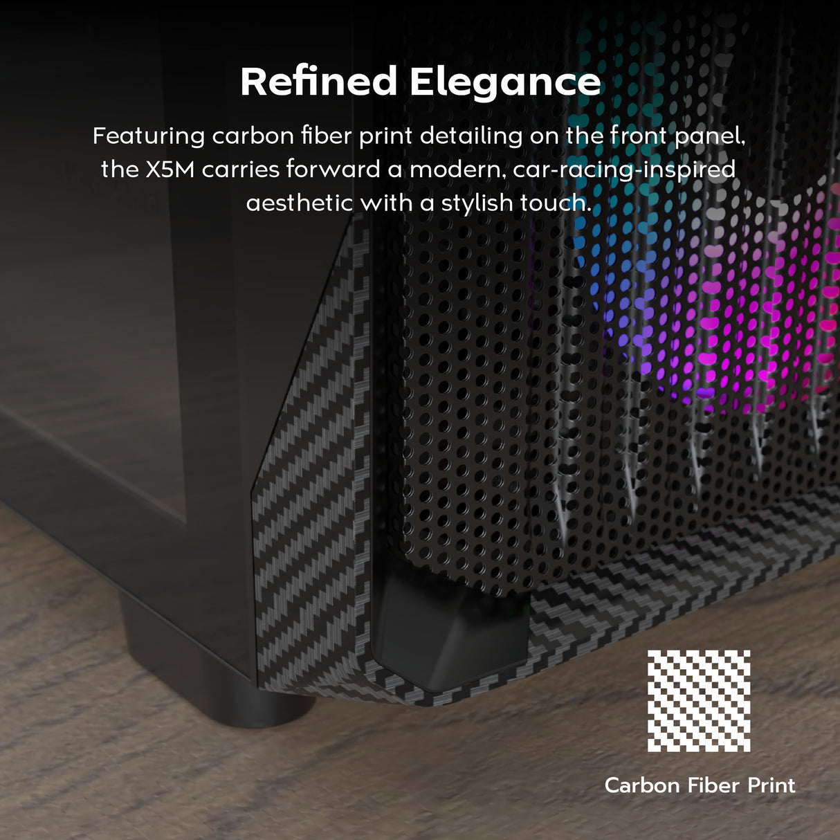 Montech x5m midi tårnhus (sort | 2x USB-A | 1x USB-C | RGB | hærdet glas)