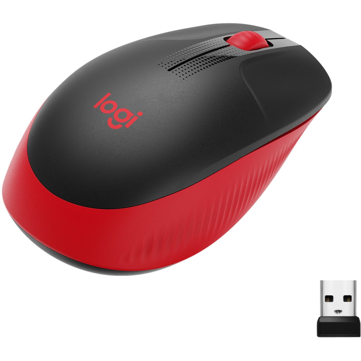 Logitech m190 trådløs mus i fuld størrelse (rød, 1000 dpi)