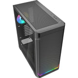 Sharkoon ak4w rgb strip midi tårnhus (sort | 2x usb-a | 1x usb-c | rgb | hærdet glas)