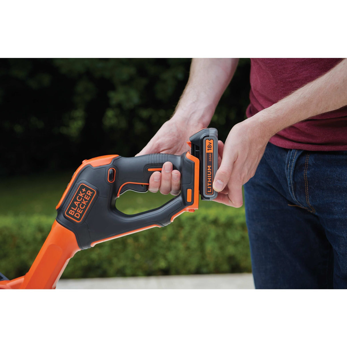 Black+decker batteri græstrimmer stc1820pcb (orange sort, batteri medfølger ikke)