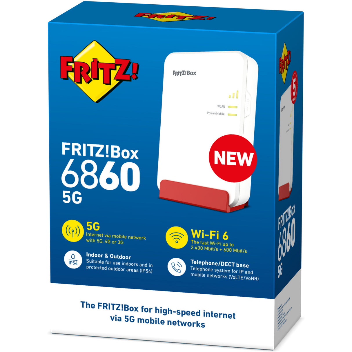 Fritz! box 6860 5g edition international trådløs router (rød, mesh, 5g)
