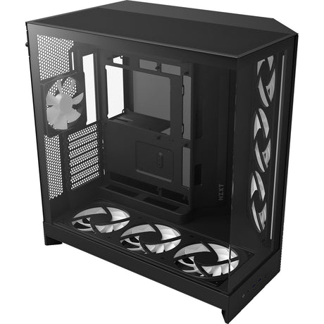 Nzxt h9 flow rgb+ midi tårnhus (sort (mat) | 2x usb-a | 1x usb-c | rgb | hærdet glas)