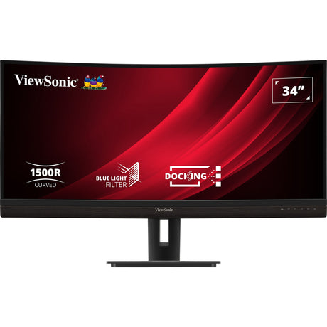 Viewsonic UwQHD Curved Docking Monitor VG3456C 34 Ultrawide (sort (mat), 2x HDMI, 1x Display Port, USB-A, USB-B, USB-C, LAN, Audio)