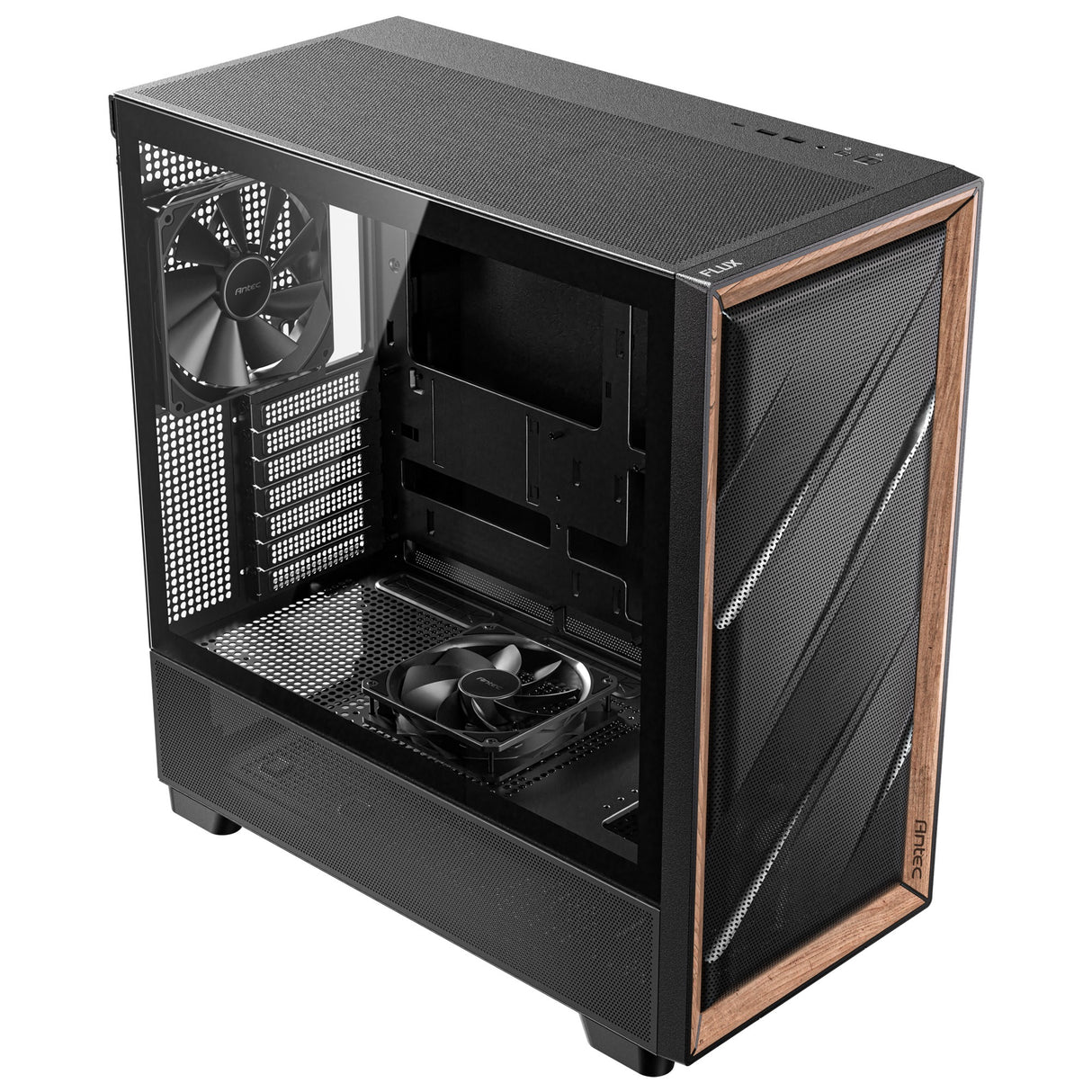 Antec Flux Midi Tower-hus (sort | 2x USB-A | 1x USB-C | hærdet glas)