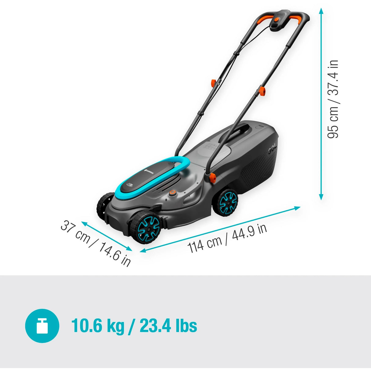 Gardena powermax 32 18v p4a læs plæneklipper batteri inkl. lader 18 v klippebredde max. 320 mm