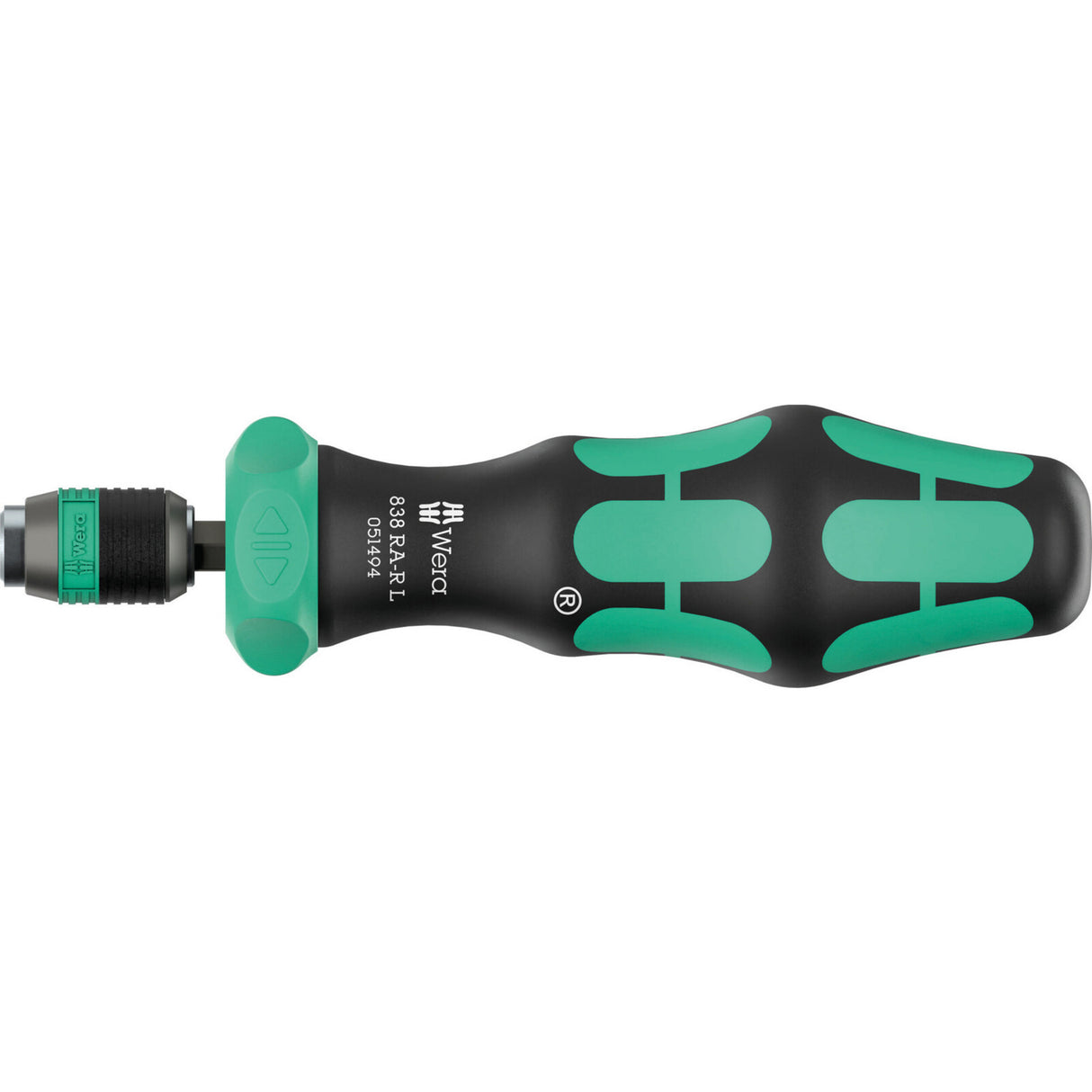 Wera 838 ra-r l bit håndholder med skraldefunktion, 1 4 skruetrækker (sort grøn)