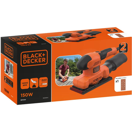 Black+decker 150w 1 3-arks orbitalsliber bew220-qs (orange sort)