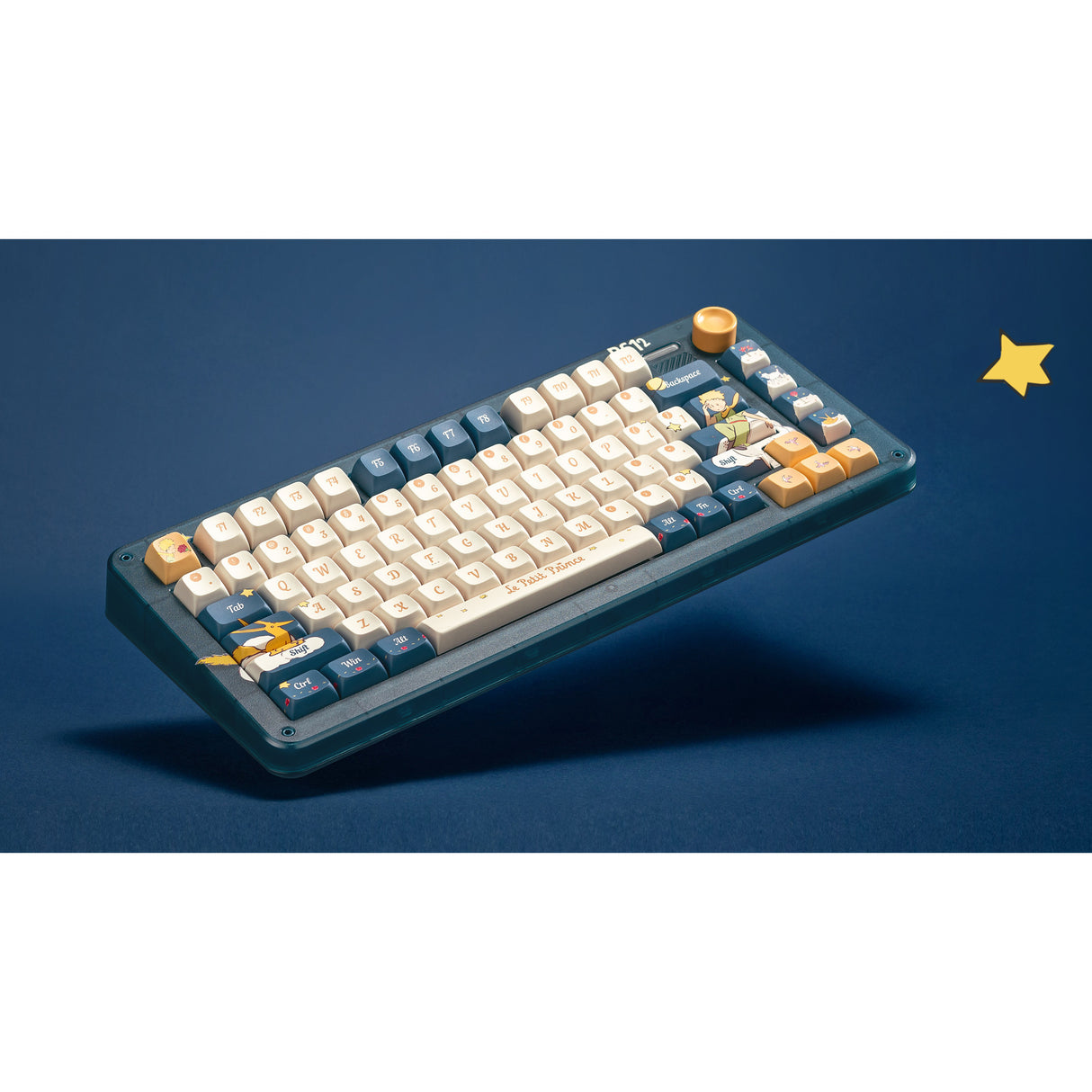 Iqunix zx75 sky støder på trådløst mekanisk tastatur (blåt, us-layout (qwerty), iqunix silent rose, 75%, rgb-lysdioder, hot-swappable, double-shot pbt, 2,4ghz | bluetooth 5.1 | usb-c)