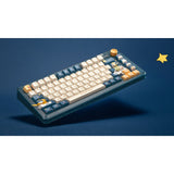 Iqunix zx75 sky støder på trådløst mekanisk tastatur (blåt, us-layout (qwerty), iqunix silent rose, 75%, rgb-lysdioder, hot-swappable, double-shot pbt, 2,4ghz | bluetooth 5.1 | usb-c)