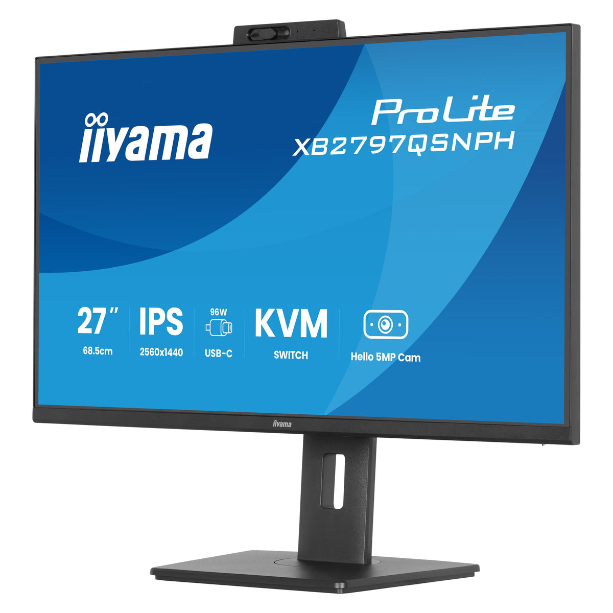 Iiyama prolite xb2797qsnph-b1 27 skærm (sort, hdmi, displayport, usb-c, lan, lyd, webcam)