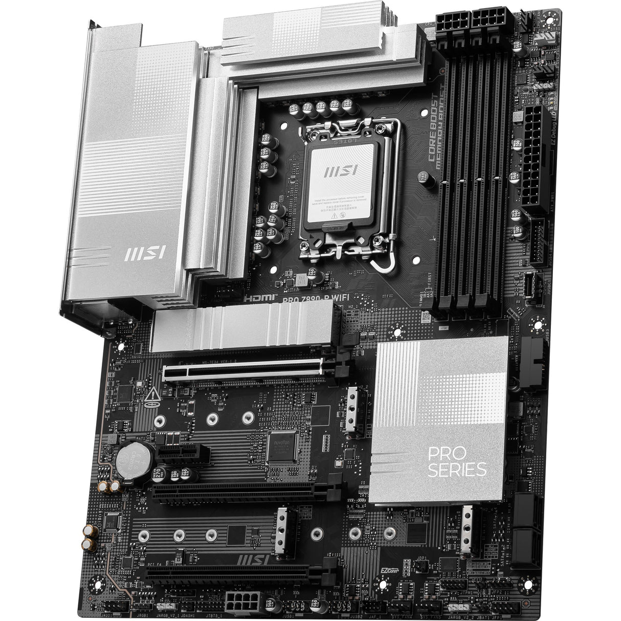 MSI Pro Z890-P WiFi Socket 1851 bundkort (sort sølv, RAID, 5GB-LAN, WiFi 7, BT, lyd, ATX)