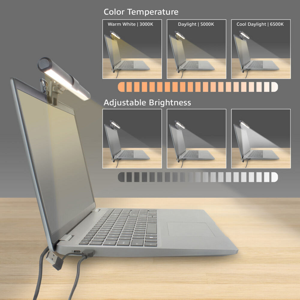 Act Connectivity Dæmpbar Clip-On Laptop LED Light Bar LED Bar (sort, USB-drevet, 3000k-6500k)