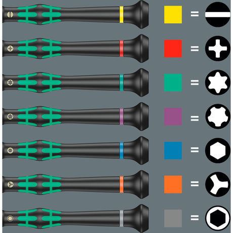 Wera 2067 6 elektronik torx bo skruetrækkersæt + stativ (sort grøn, 6-delt)