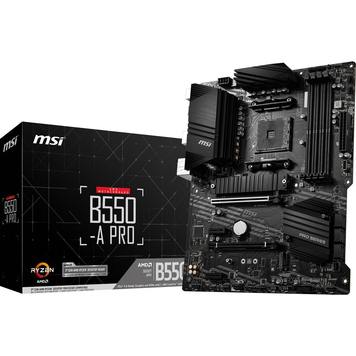 MSI B550-A Pro Socket AM4 bundkort (sort, RAID, GB-LAN, lyd, ATX)