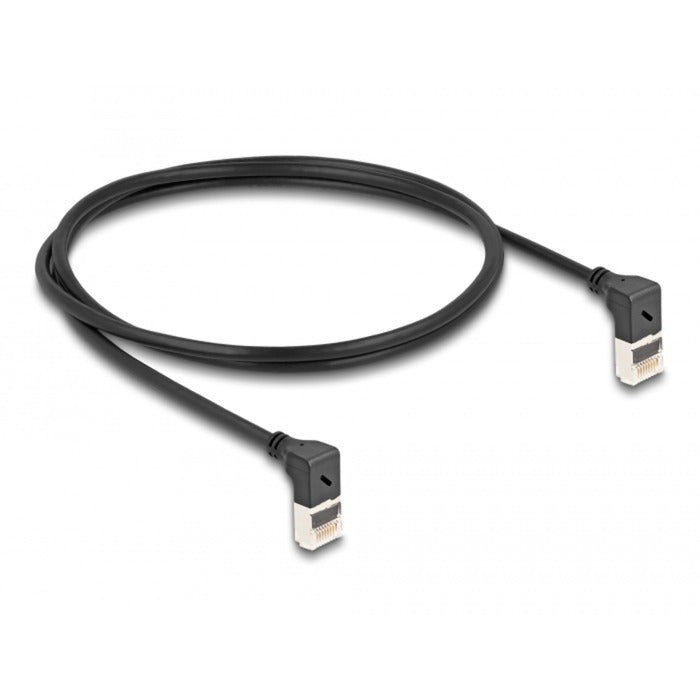 Delock rj45 netværkskabel cat.6a s ftp slim 90° opad opad vinklet 1 m kabel (sort)