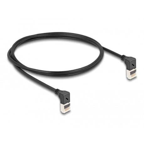 Delock rj45 netværkskabel cat.6a s ftp slim 90° opad opad vinklet 1 m kabel (sort)