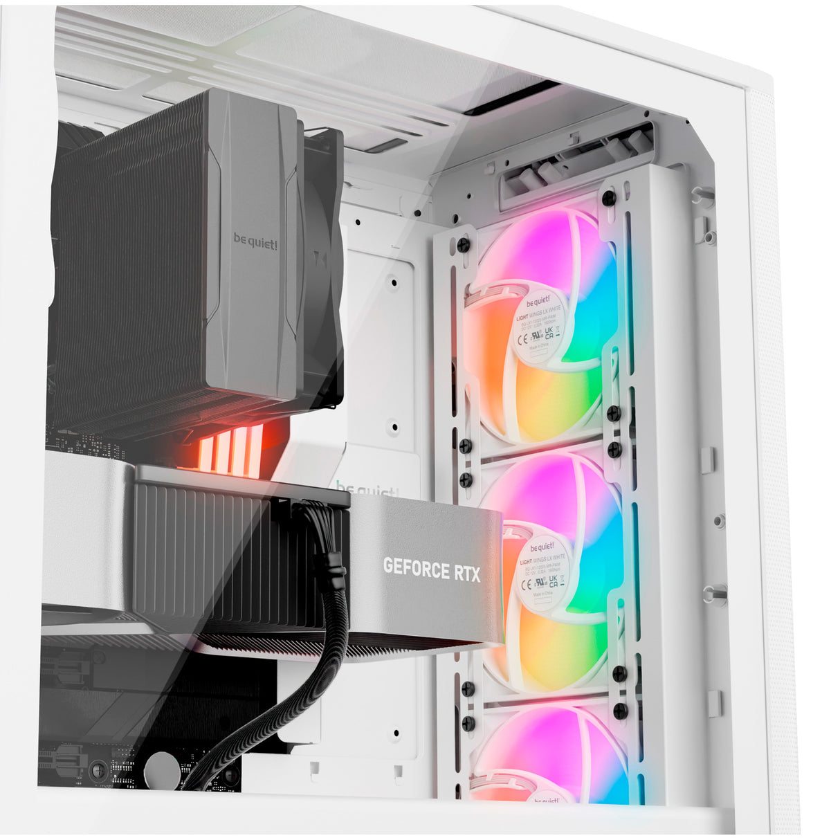 Vær stille! ren base 501 lx midi tårnhus (hvid | 2x USB-A | 1x USB-C | RGB | hærdet glas)