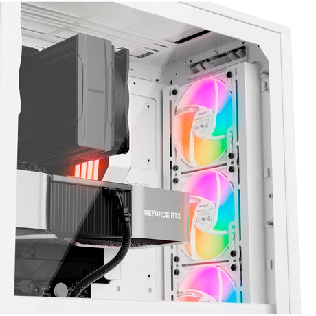 Vær stille! ren base 501 lx midi tårnhus (hvid | 2x USB-A | 1x USB-C | RGB | hærdet glas)