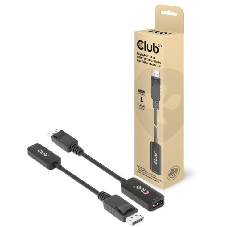Club 3D Displayport 1.4 > HDMI HDR Active Adapter (sort, 0,1 meter, 4K 120Hz, 8K 60Hz)