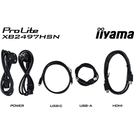 Iiyama prolite xb2497hsn-b1 23.8 skærm (sort (mat), 100 Hz, HDMI, skærmport, USB-C, lyd, LAN)