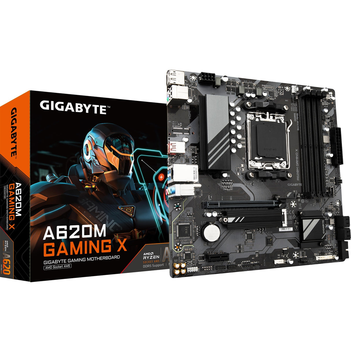 Gigabyte a620m gaming x (rev. 1.0) socket am5 bundkort (sort grå, raid, gb-lan, lyd, µatx)