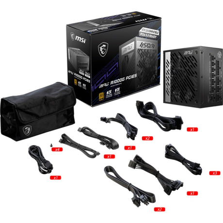 Msi MPG A1000G PCIe5 modulær 1000 watt strømforsyning (sort, 1x 12V-2x6, 6x PCIe)